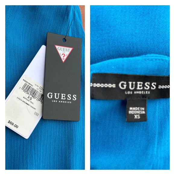 NWT Guess Bayside Teal High Waist Grommet Tie Short Shorts / Women’s XS * - Picture 4 of 4